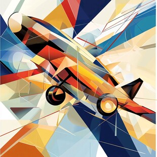 抽象几何风格飞行中的飞机