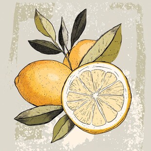 手绘柠檬插画