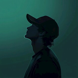 戴帽男子的暗调侧影轮廓