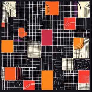 几何色块抽象图案艺术画