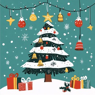 圣诞树下的节日装饰