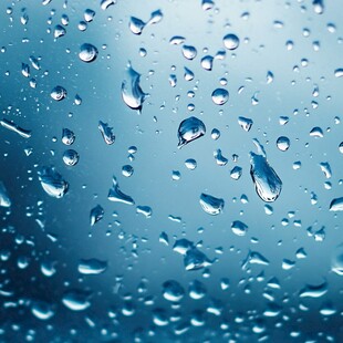窗上晶莹雨滴的清新画面