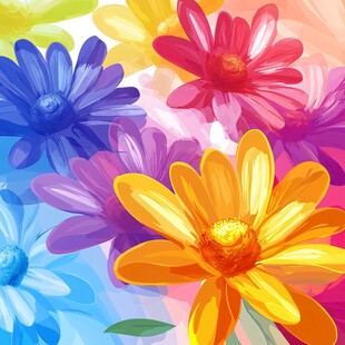 缤纷绚丽多彩花卉插画