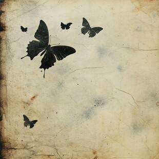 复古风蝴蝶在斑驳背景飞舞