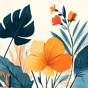 热带花卉植物插画