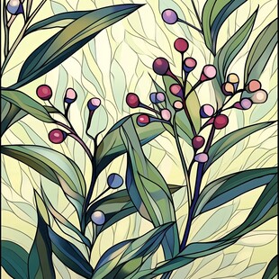 手绘植物浆果装饰图案