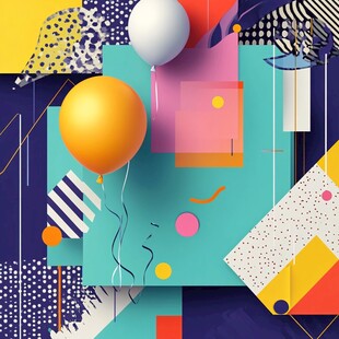 多彩几何气球创意插画