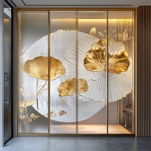 中式金银杏屏风艺术装饰