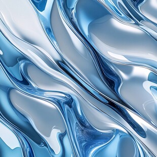 流动的蓝白液态金属纹理