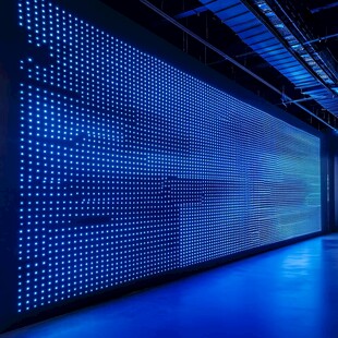蓝色科技感LED显示屏墙