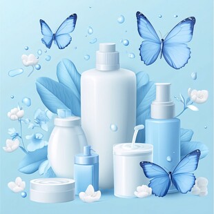 清新蓝调美妆护肤产品组图