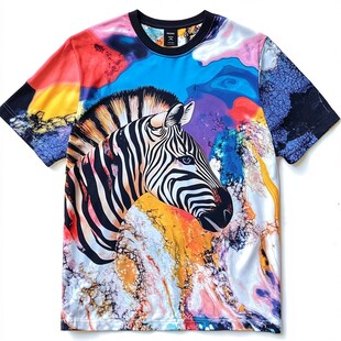 斑马印花多彩时尚T恤