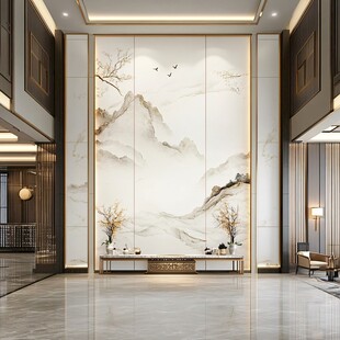 中式山水玄关背景墙设计