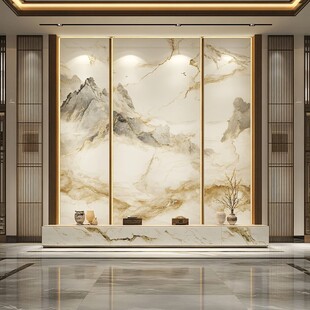 中式山水背景墙大气空间