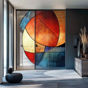 现代艺术风彩色几何入户门