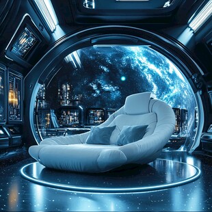 未来太空舱内的舒适座椅