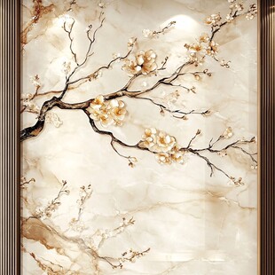 中式典雅梅花背景墙装饰