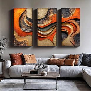 现代抽象三联画客厅装饰
