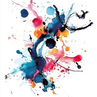 多彩泼墨艺术抽象画