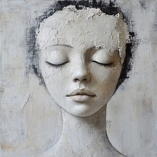 闭眼女子的抽象艺术肖像