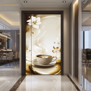 咖啡花卉玄关装饰艺术画