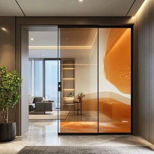 现代简约风艺术玻璃推拉门