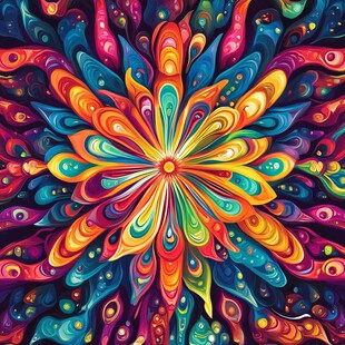 绚丽多彩的抽象花朵图案