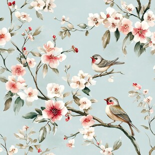 花鸟绘景 淡雅春色壁纸