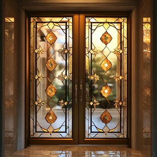 欧式精美雕花双开玻璃门