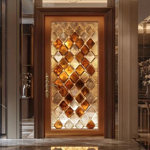 奢华菱格艺术玻璃入户门