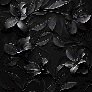 黑色花卉浮雕图案背景