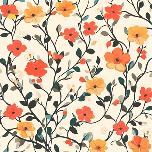 清新花卉无缝图案设计