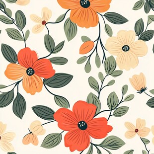 花卉植物无缝图案背景图