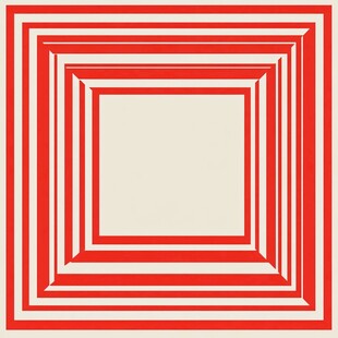 红色嵌套方形几何图案