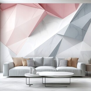 几何图案背景的时尚客厅