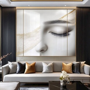现代客厅中的唯美人物壁画