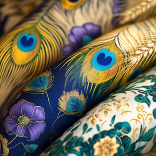 多彩刺绣织物上的精美图案