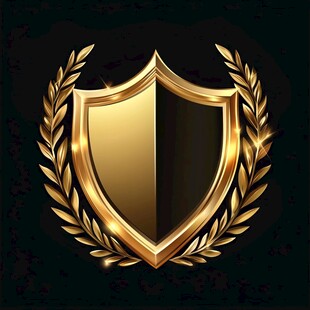 金色盾牌与月桂环标志
