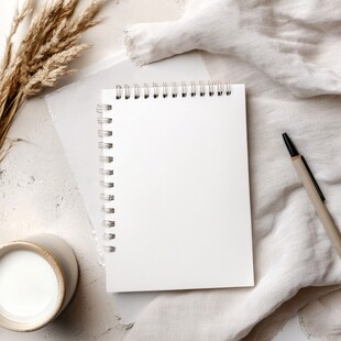 空白笔记本与文艺办公小物