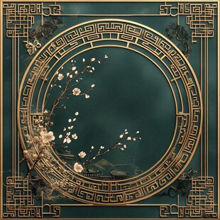 中式古典梅花边框装饰图