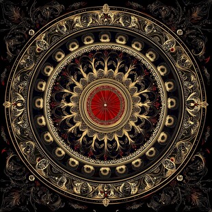 华丽黑金曼陀罗图案设计