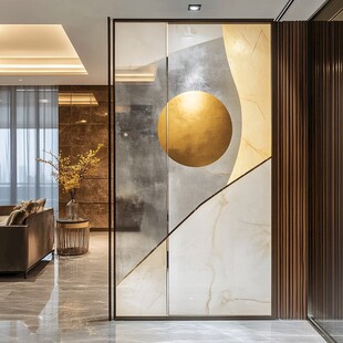 现代轻奢风艺术玻璃隔断