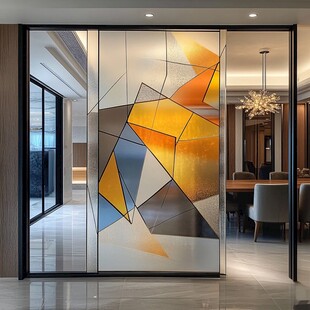 现代几何艺术玻璃隔断门