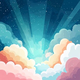 梦幻星空下的绚丽云朵