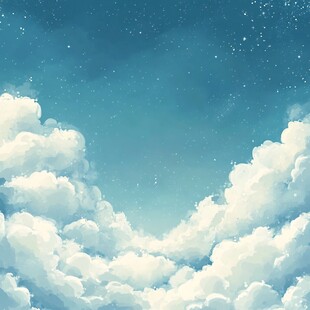 梦幻星空下的蓬松云朵