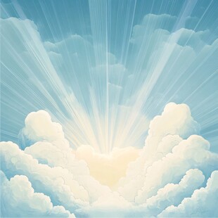 梦幻云端阳光洒落美景