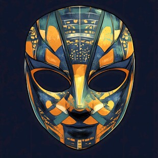 抽象艺术风彩绘面具图案