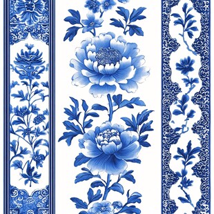 青花瓷花卉图案装饰纹样