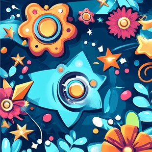 梦幻星空花朵创意插画