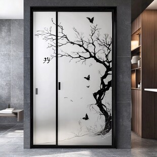 中式墨韵玻璃推拉门